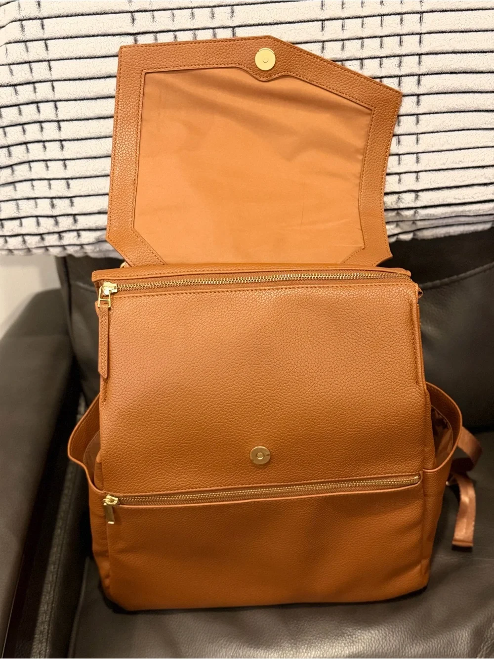 Freshly Picked Classic Diaper Bag ll Cognac Vegan Leather Baby Bag